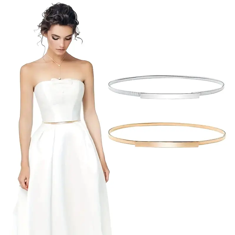 Elastic Gold Chain Belts For Women Waist Silver Metal Waistband Leaf Stretch Golden Belt Dress Skirt Riem SKinnny
