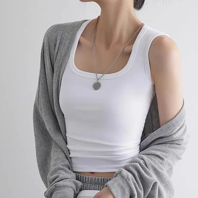 Summer Fashion Loose Casual Solid Color Sleeveless Round Neck Tank Top For Women