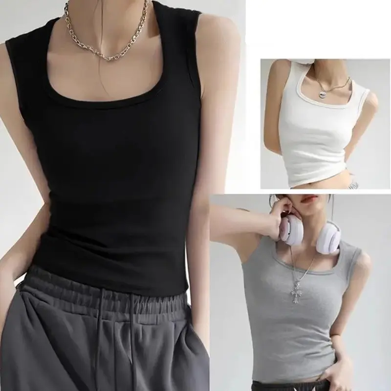 Summer Fashion Loose Casual Solid Color Sleeveless Round Neck Tank Top For Women