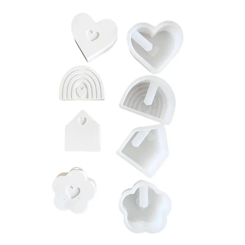 Inserting Vases Gypsum Ornament Silicone Mold DIY Rainbow House Heart-Shaped Flower Candle Holder Decorative Resin Mold Crafts