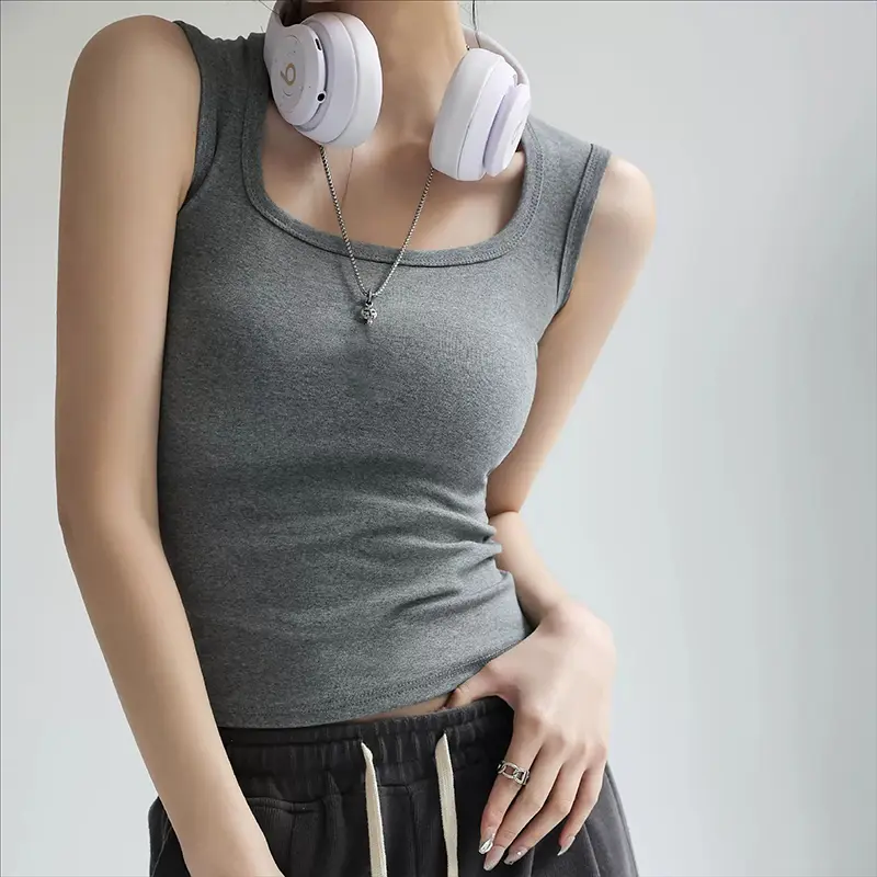 Summer Fashion Loose Casual Solid Color Sleeveless Round Neck Tank Top For Women