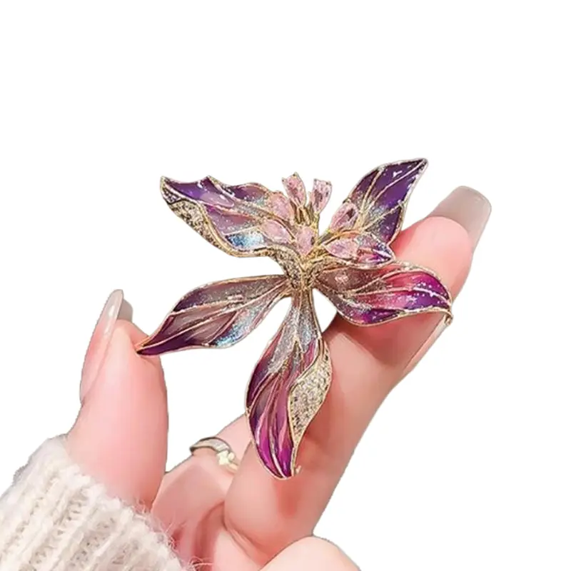 Personality Exquisite French Style Iris Flower Brooches For Women Clothing Coat Jewelry Accessories