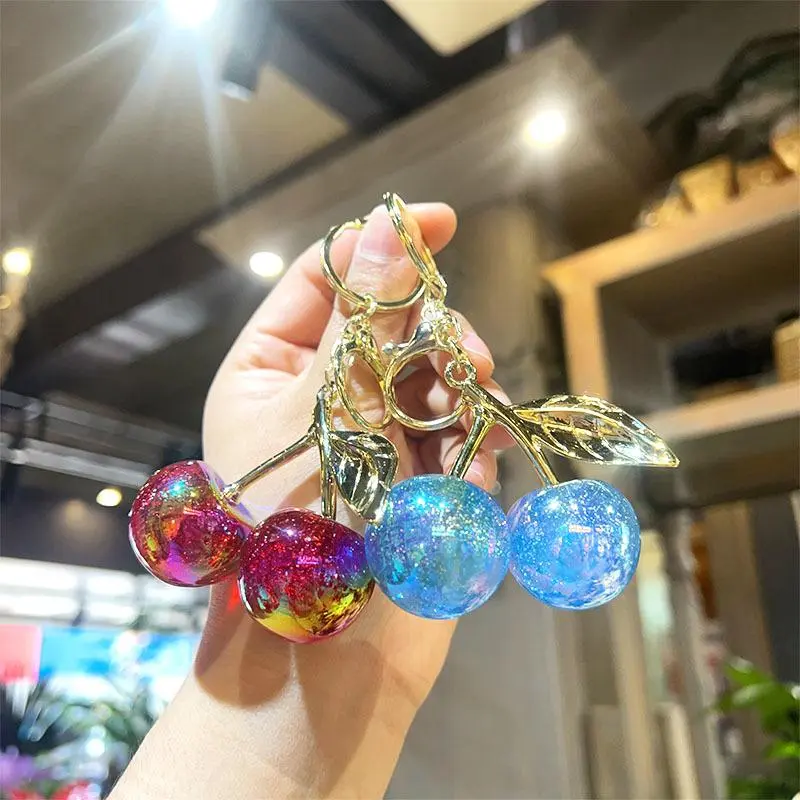 Exquisite Cute Cherry Keychain Simulated Fruit Keyring Pendant For Women Girls Handbag Decoration Bag Charm Car Keyring Gifts