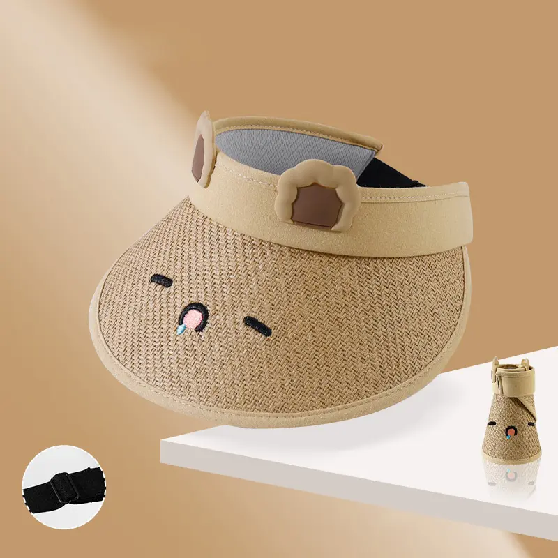 Summer Children Sunshade Hat Outdoor Boy Girl Sunscreen Hat Cute Cartoon Baby Empty Top Cap 2-14Year Kids Big Brim Fisherman Cap