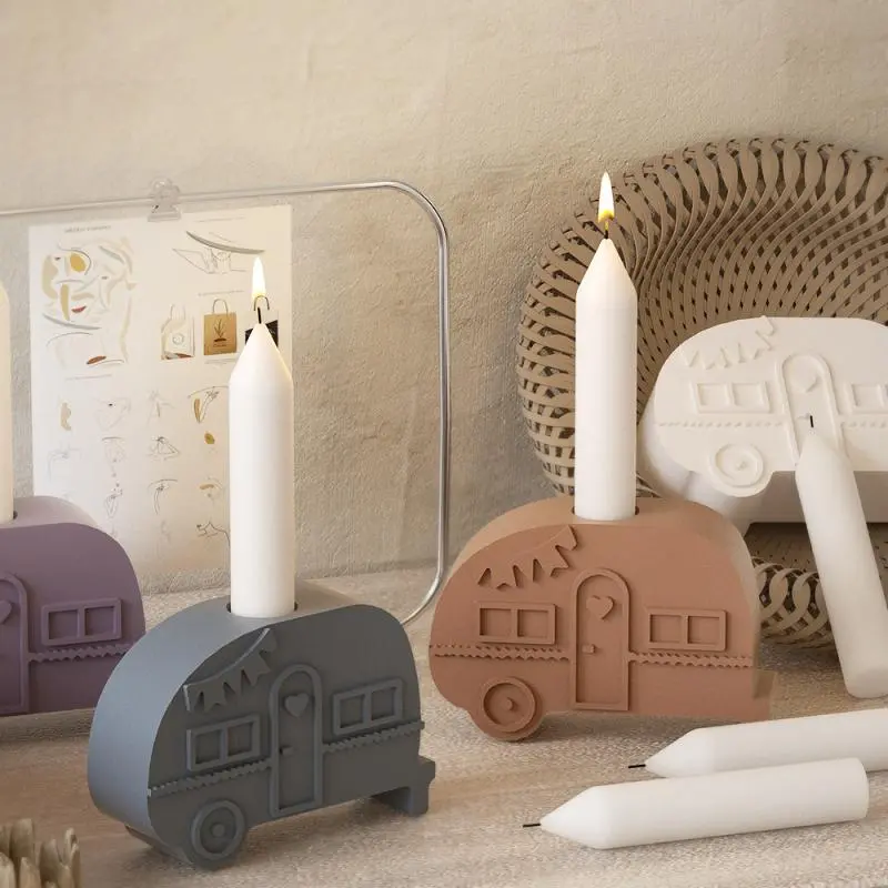 DIY Car Shape Candle Holder Resin Mold Aroma Candle Base Silicone Mold Home Decoration