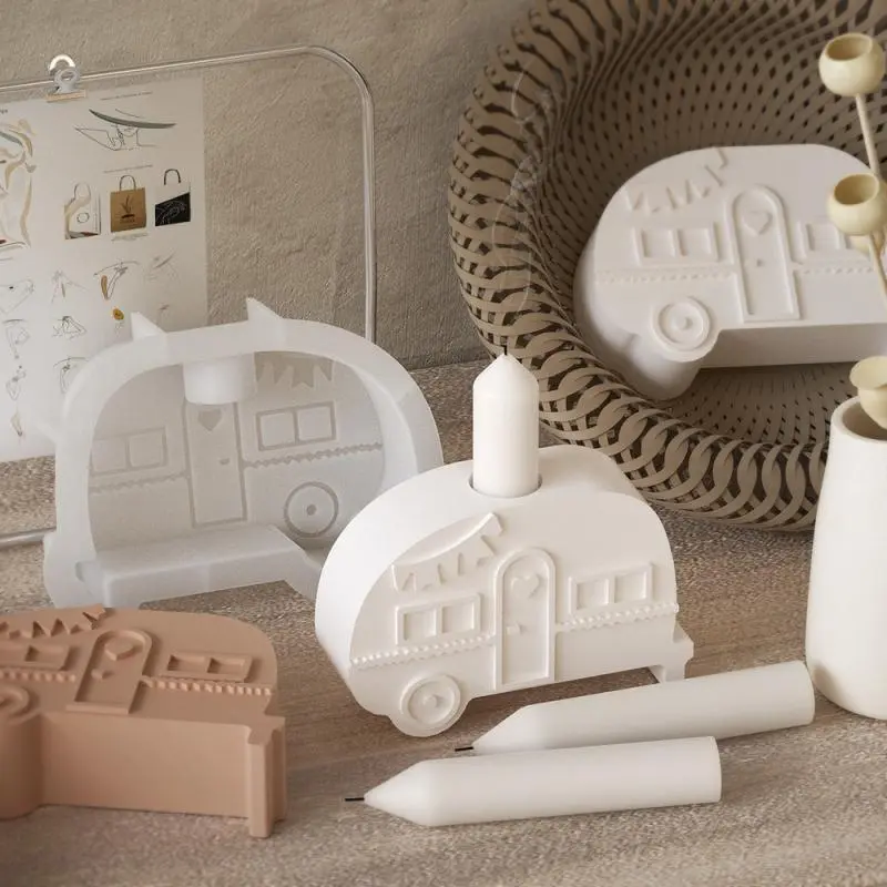 DIY Car Shape Candle Holder Resin Mold Aroma Candle Base Silicone Mold Home Decoration