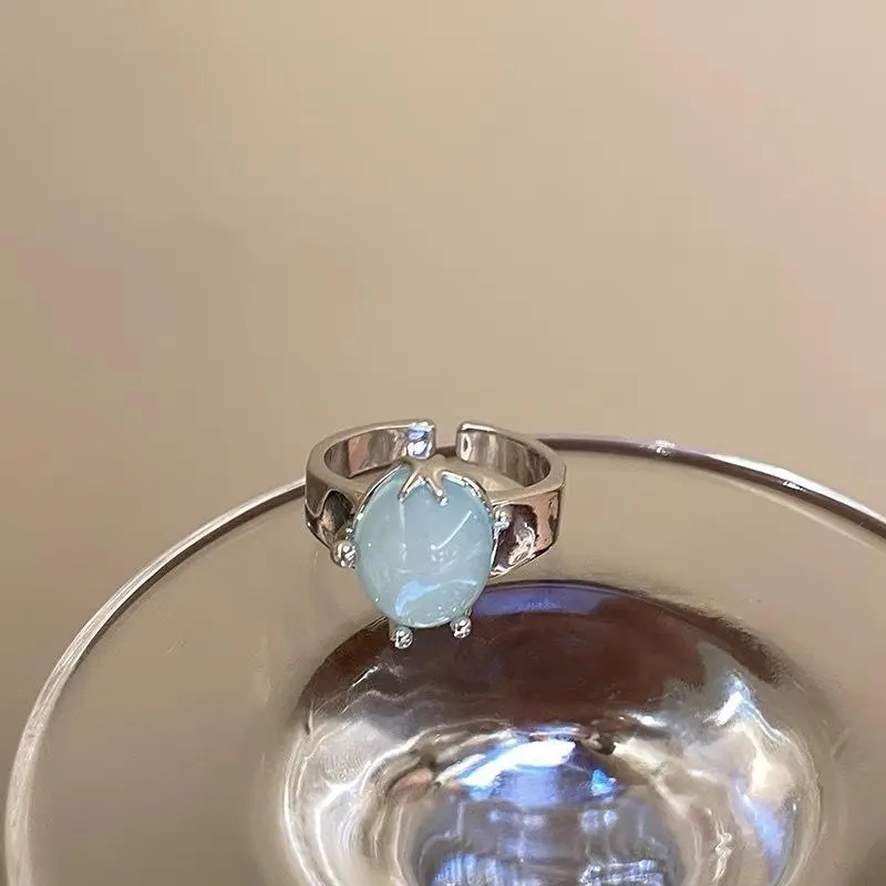 2pcs/set Sweet Starfish Blue Zircon Open Rings For Women Girls Ocean Style Simple Star Finger Ring Aesthetic Jewelry Y2K