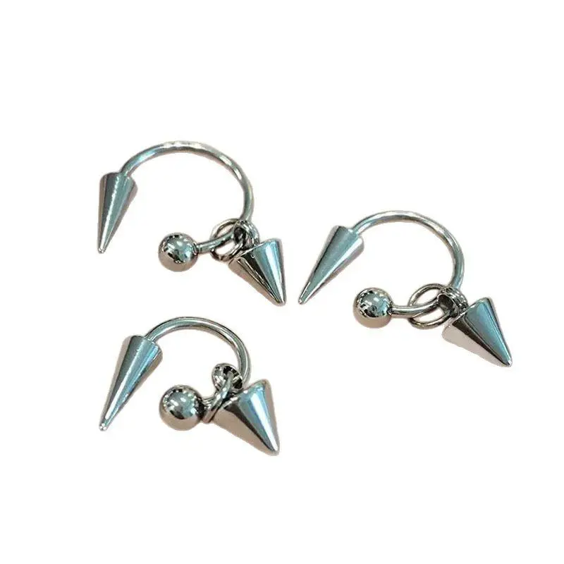 1PC Gothic Stainless Steel Barbell Spike Drop Stud Earring Rivet Curved Cartilage Piercing Earrings For Women Y2K Party Jewelry