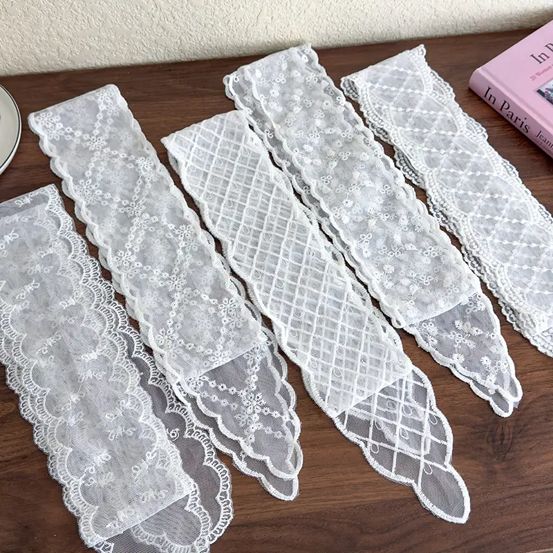 Sweet Versatile Narrow Long Scarf Solid Color Headbands For Women Girls Fashion Floral Lace Scarf Long Ribbon Scarf Gifts