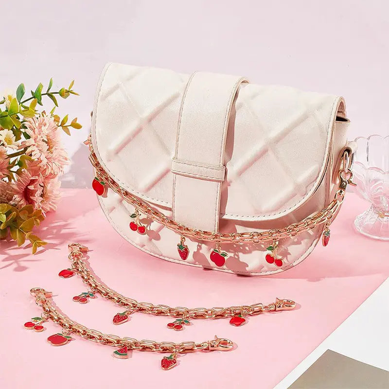 Pendant Flash Cherry Bag Decorated With Multi-colored Fashion Bag Chain Pendant Cherry Keylink Designer Bag