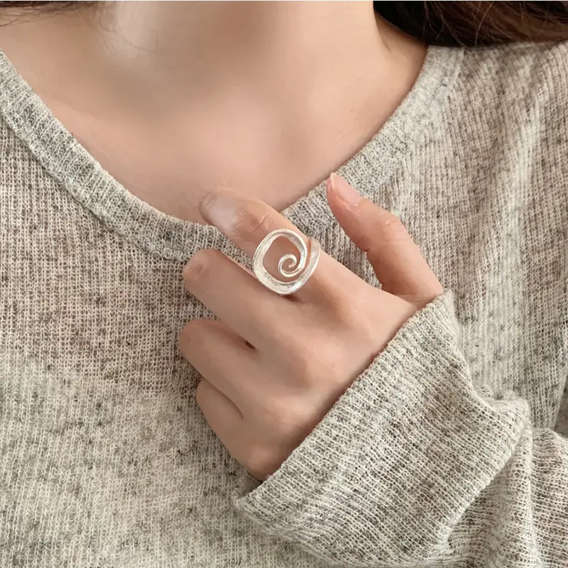 Geometric Spiral Rings For Women Minimalist Fashion Round Ring Fine Jewelry Gift