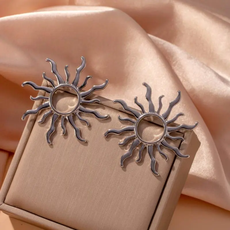 1Pair Fashion Temperament Elegant Sun Flower Stud Earrings For Women Piendientes