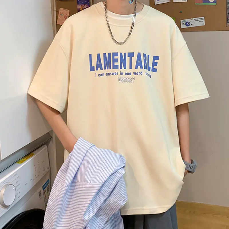 2025 Summer New Short-sleeved T-shirt Men's Loose Student Hong Kong Style American Casual Tops Ins T-shirt