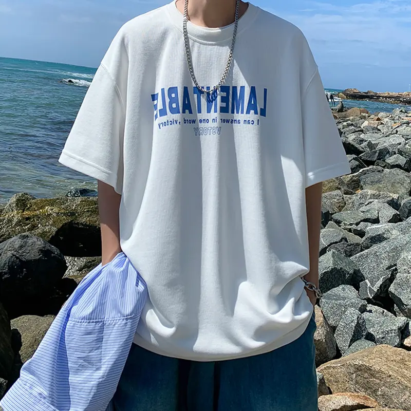 2025 Summer New Short-sleeved T-shirt Men's Loose Student Hong Kong Style American Casual Tops Ins T-shirt