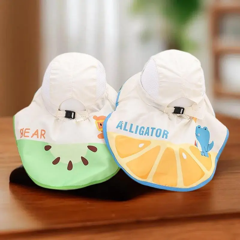 Kids Summer Sun Hat UV Protection Shawl Hats 3-10Year Boys Girls Quick Drying Fisherman Cap Children Large Brim Sunshade Visors