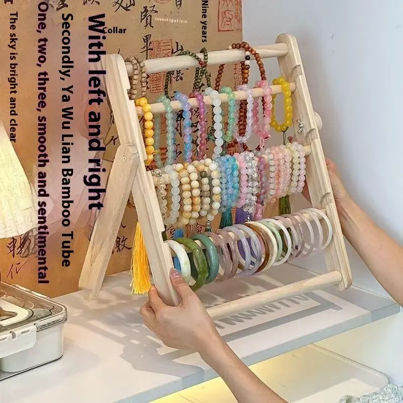 Wooden Headband Storage Rack Display Stand 2 Layer Home Use Hair Accessories Jewelry Headwear Exhibition Rack Jewelry Storage