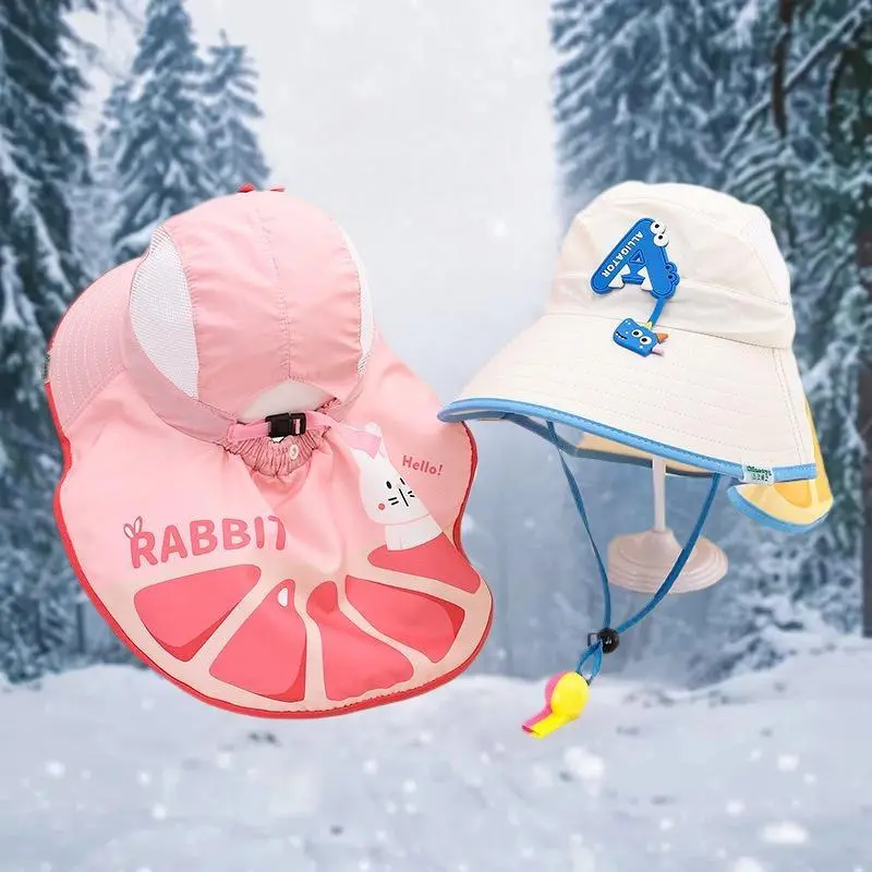 Kids Summer Sun Hat UV Protection Shawl Hats 3-10Year Boys Girls Quick Drying Fisherman Cap Children Large Brim Sunshade Visors