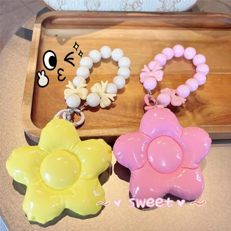 Leather Cotton-filled Three-dimensional Flower Keychain, Mobile Phone Chain, Fashionable Bag Pendant
