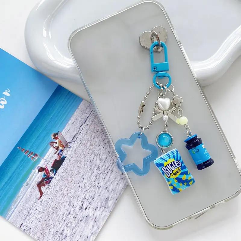 Cute Potato Chips Jelly Jam Lanyard Keychain Y2K Creative Food Keyring Vintage Phone Chain Bag Pendant Decoration Gifts