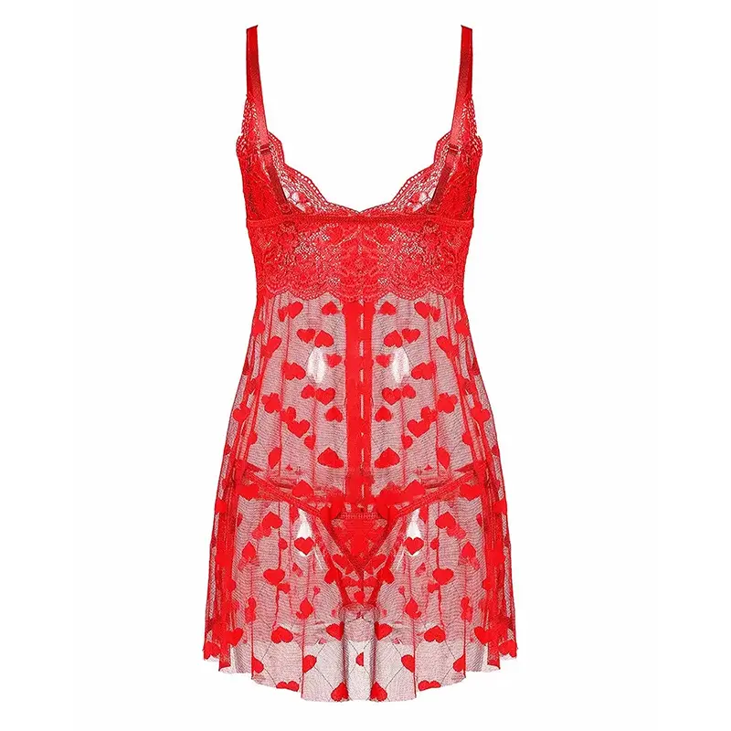 Sexy Lingerie Sexy Women S Mesh Suspender Heart Shaped Pajamas Nightgown Set