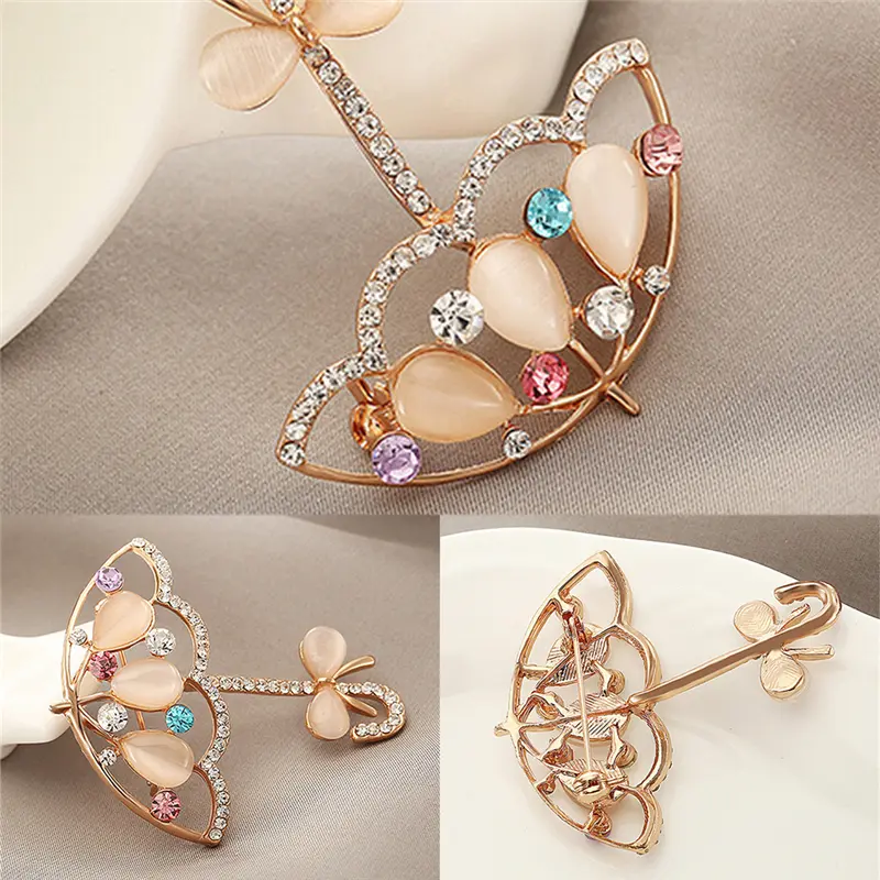 Vintage Female Brooch Pin New Fashion Beauty Opal Rhinestone Umbrella Brooch Pin Cute Korea Style Brooches For Women
