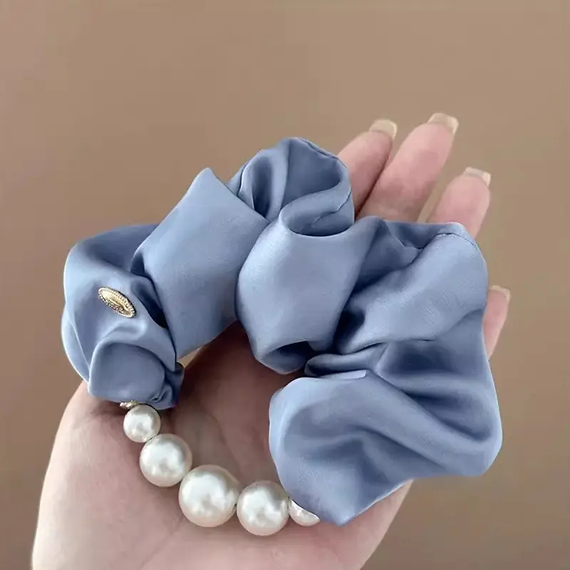 Refined Pearl Hair Accessories for Women: Large Intestine Scrunchie, Ponytail Band, Ultra-Sweet Hair Decor