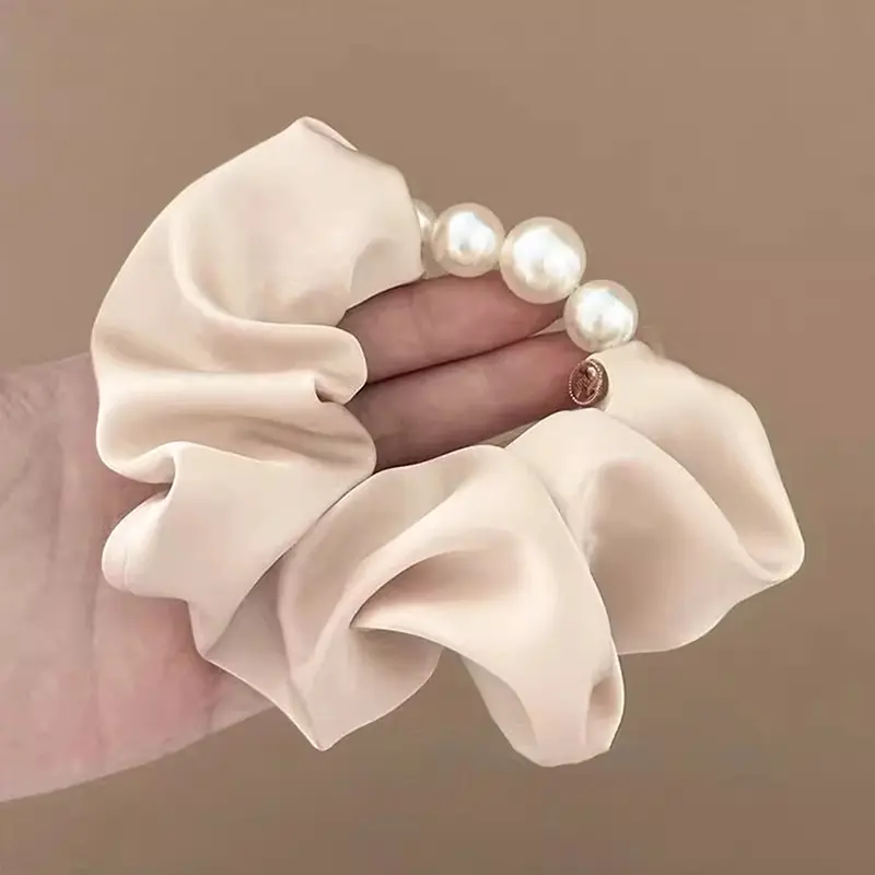 Refined Pearl Hair Accessories for Women: Large Intestine Scrunchie, Ponytail Band, Ultra-Sweet Hair Decor
