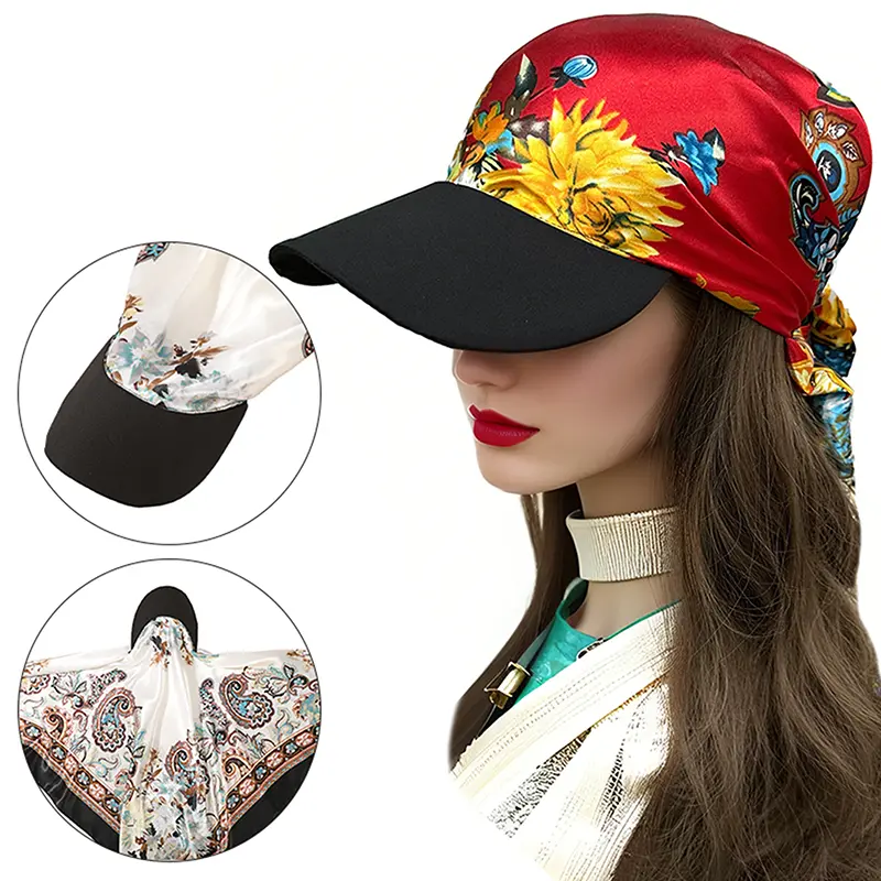 New Fashion Retro Printed Headscarf Headband Baseball Cap Sunshade Outdoor Camping Peaked Cap
