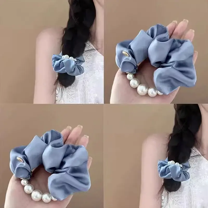 Refined Pearl Hair Accessories for Women: Large Intestine Scrunchie, Ponytail Band, Ultra-Sweet Hair Decor