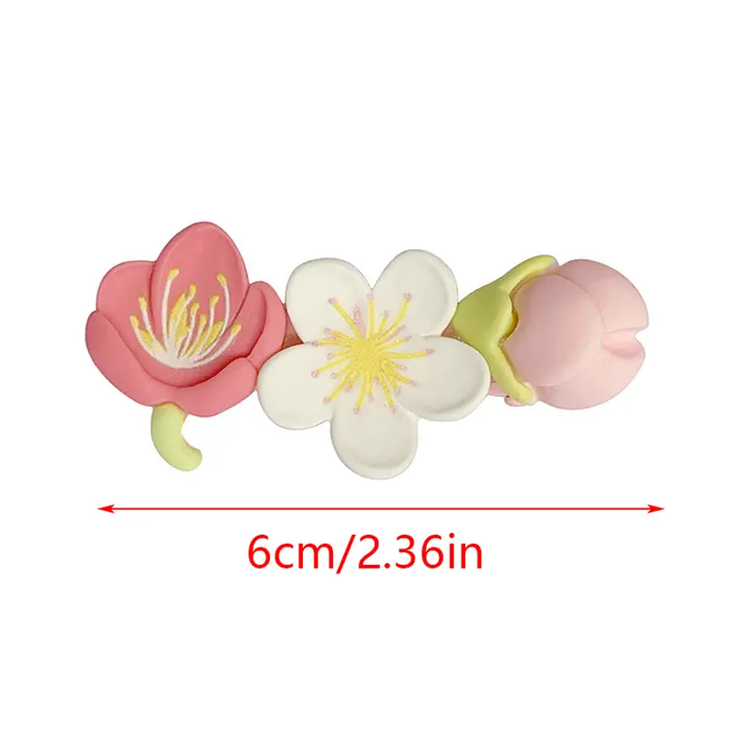 Pink Sakura Peach Blossom Hairpins Headwear Flower Stamens Lotus Tulip Hair Clip Hair Rope Hair Accessories For Women Girls Gift
