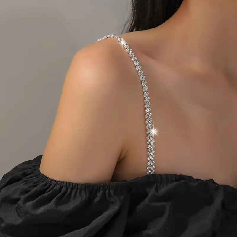 Fashion Shoulder Straps Crystal Underwear Straps Metal Bra Straps Non-Slip Sexy Invisible Cool Women Bra Strap For Decor
