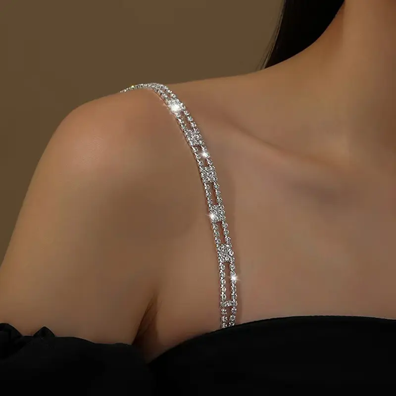 Fashion Shoulder Straps Crystal Underwear Straps Metal Bra Straps Non-Slip Sexy Invisible Cool Women Bra Strap For Decor
