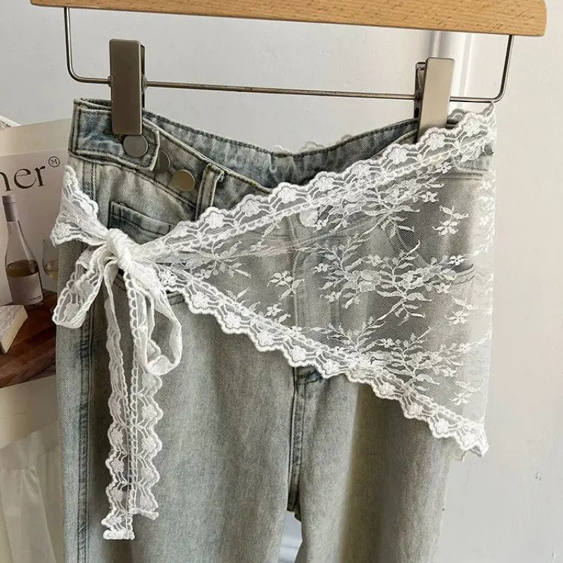 Versatile Triangle Lace Trim Half Skirt For Women Girls Summer Sweet Butt Curtain Stacked Short Skirts Fashion Headscarf