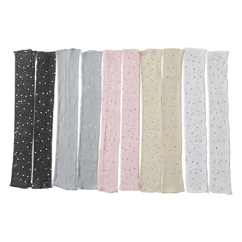 Crystal Mesh Ice Silk Arm Sleeves for Summer Sun Protection, Breathable Women's Hand Sleeves, Cute Long Sleeves