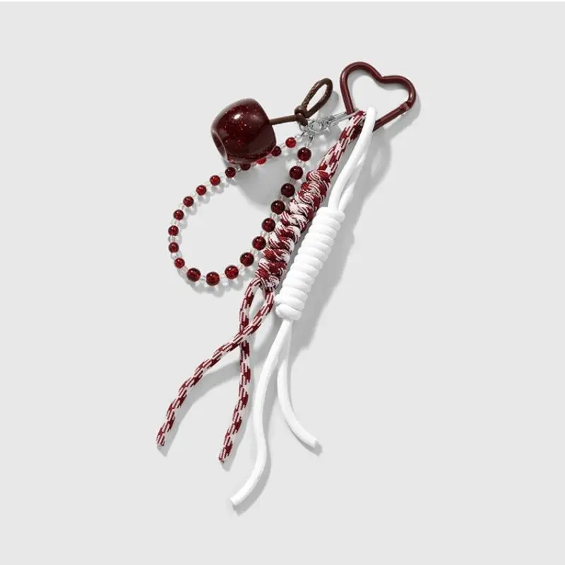 Fashion Cherry Fruits Pendants Keychain Women Backpack Charm Decoration Car Key Ring Jewelry Bags Decoration Friendship Gifts