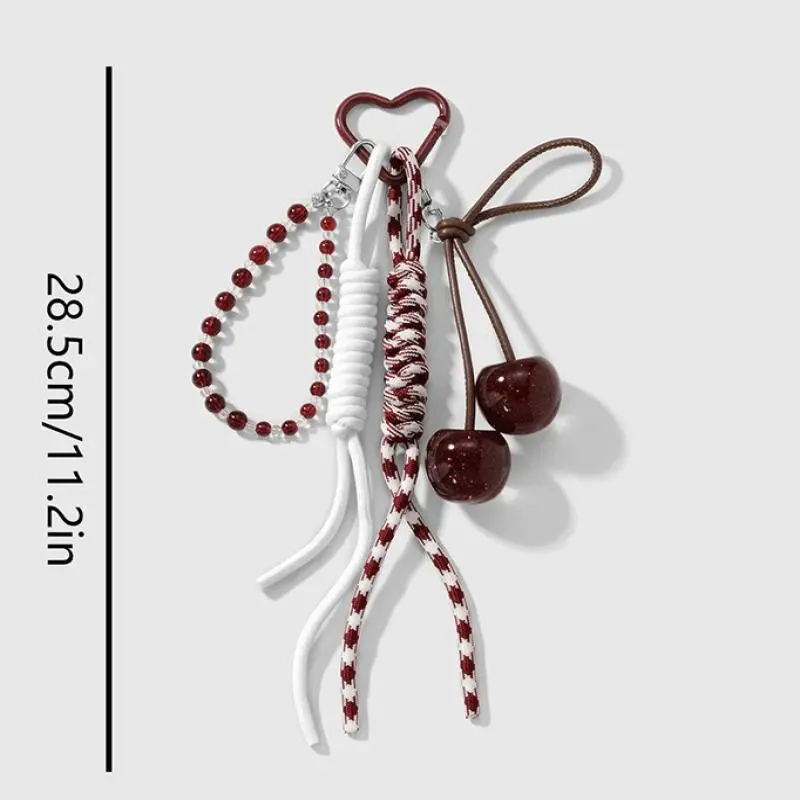 Fashion Cherry Fruits Pendants Keychain Women Backpack Charm Decoration Car Key Ring Jewelry Bags Decoration Friendship Gifts
