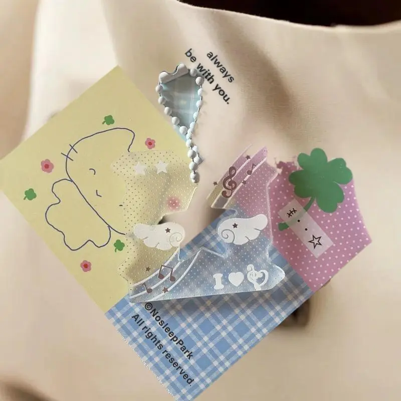 Charming Music Note Wings Hibiscus Flower Clear Acrylic Pendant Keyring Card Case Bag Decor Student Presents