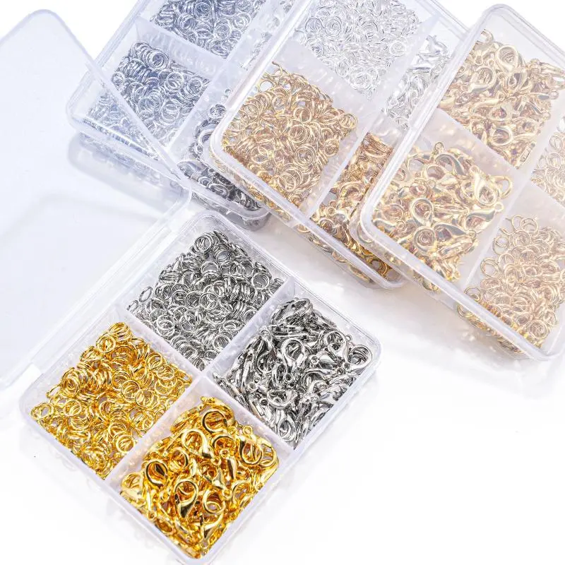 500Pcs/Box Jewelry Making Kit Lobster Clasps & Jump Rings With Box For DIY Chain Necklace Bracelet Anklet Supplies Connectors