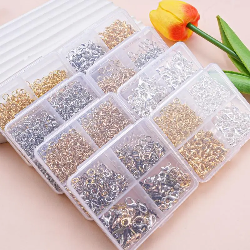 500Pcs/Box Jewelry Making Kit Lobster Clasps & Jump Rings With Box For DIY Chain Necklace Bracelet Anklet Supplies Connectors