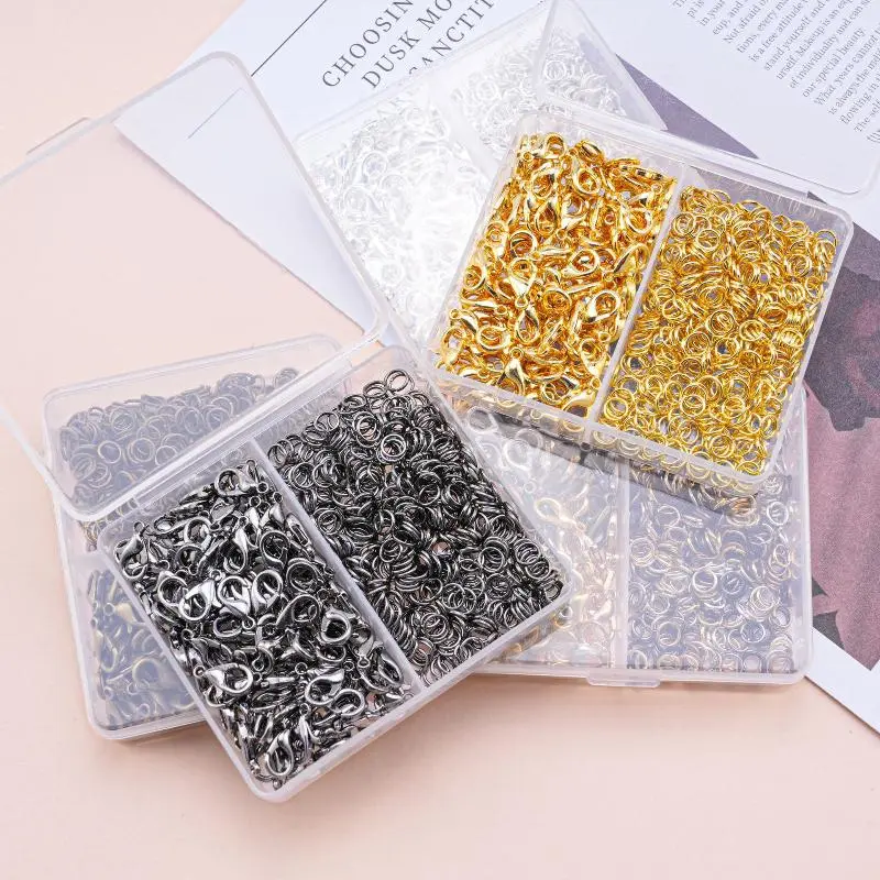 500Pcs/Box Jewelry Making Kit Lobster Clasps & Jump Rings With Box For DIY Chain Necklace Bracelet Anklet Supplies Connectors