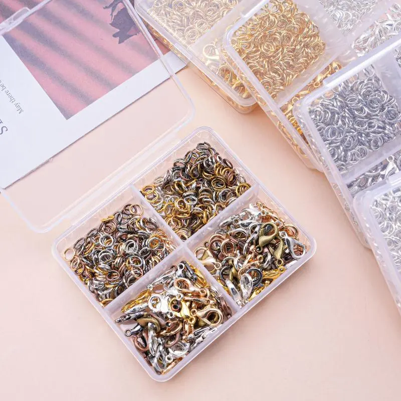 500Pcs/Box Jewelry Making Kit Lobster Clasps & Jump Rings With Box For DIY Chain Necklace Bracelet Anklet Supplies Connectors