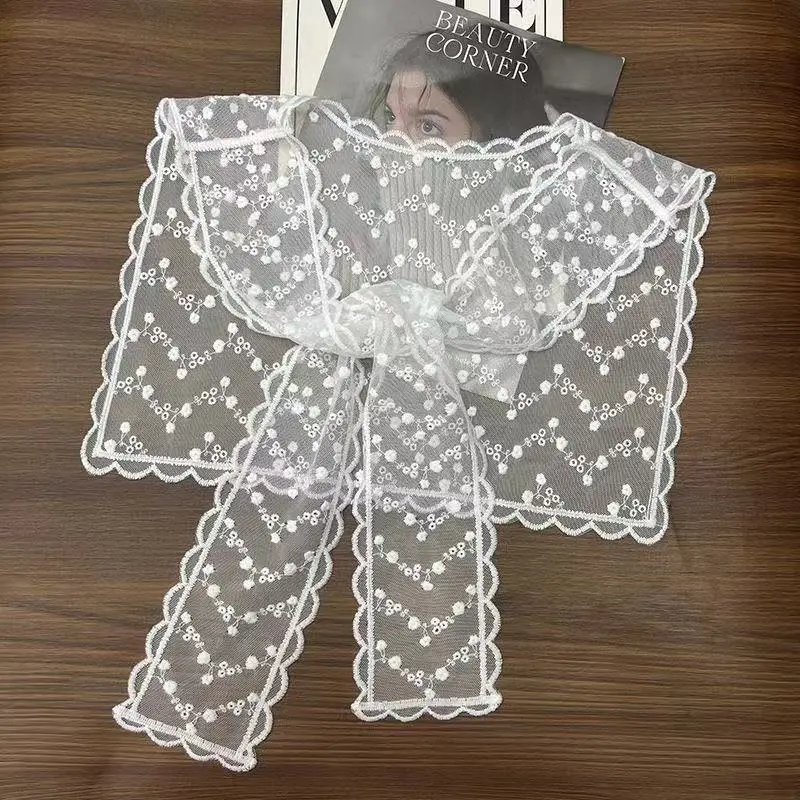 Lace Crochet Hollow Fake Collar Women Small Shawl Decorative Fake Collar Women Clothes Accessories Detachable Collar