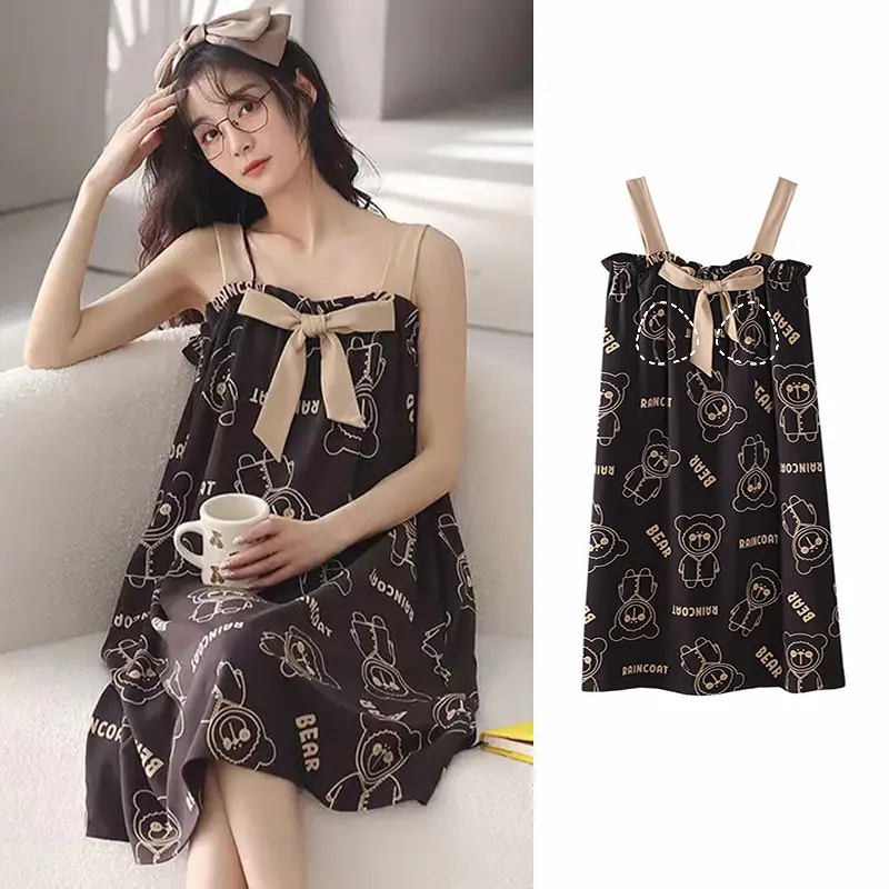 Fashion Casual Sweet Home Loose Floral Camisole Nightdress Women Summer