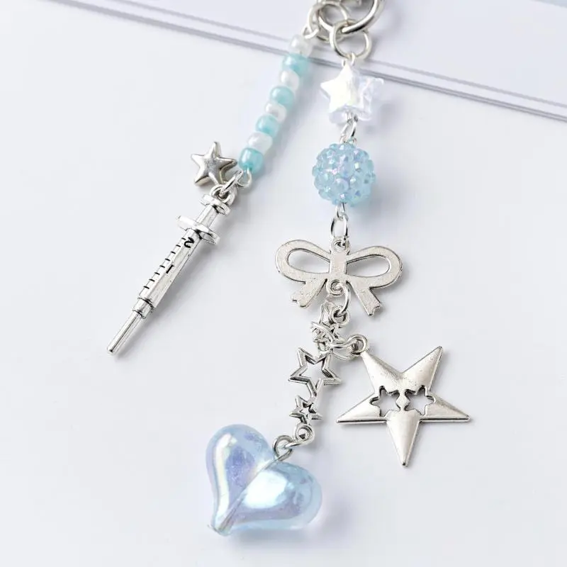 Cute Dolphin Pearls Pendant Keychain Fashion Beaded Mobile Phone Chain Sweet Exquisite Backpack Decoration Accessories Gifts