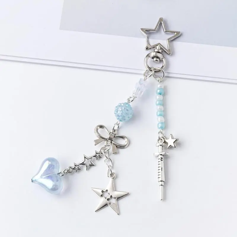 Cute Dolphin Pearls Pendant Keychain Fashion Beaded Mobile Phone Chain Sweet Exquisite Backpack Decoration Accessories Gifts