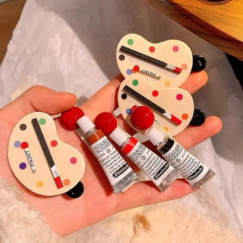 1PC Creative Drawing Board Handmade Duckbill Hairpin Funny Paint Watercolor Hair Clip For Women Child Hair Barrette Party Decor