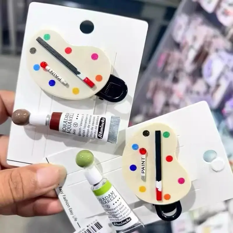 1PC Creative Drawing Board Handmade Duckbill Hairpin Funny Paint Watercolor Hair Clip For Women Child Hair Barrette Party Decor