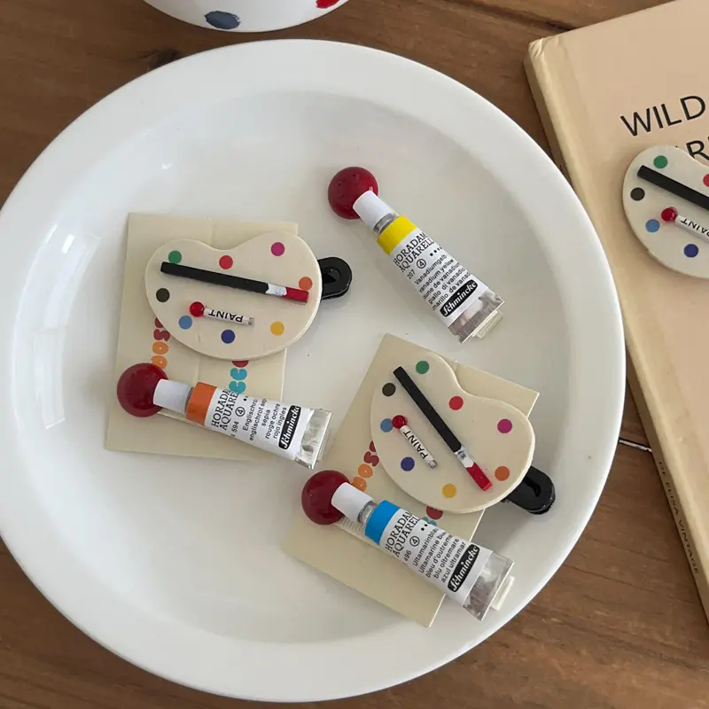 1PC Creative Drawing Board Handmade Duckbill Hairpin Funny Paint Watercolor Hair Clip For Women Child Hair Barrette Party Decor