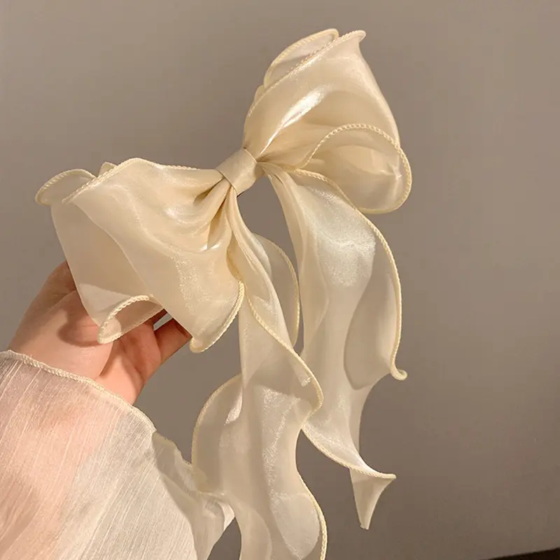 Sweet and Cute Korean Style Ribbon Bow Hair Clips; Elegant Satin Bowknot Hairpins, Shining Barrette Ponytail Clips for Girls.