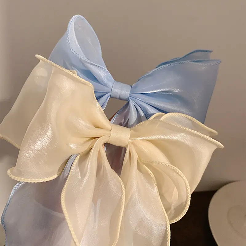 Sweet and Cute Korean Style Ribbon Bow Hair Clips; Elegant Satin Bowknot Hairpins, Shining Barrette Ponytail Clips for Girls.